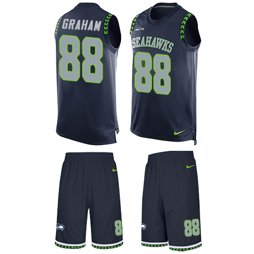 Men's Limited Jimmy Graham Nike Jersey Navy Blue - #88 Tank Top Suit NFL Seattle Seahawks